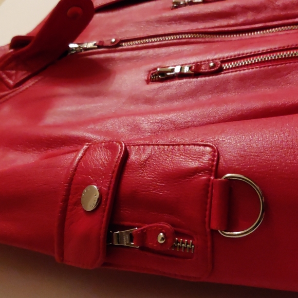 Red Andrew Mars. Full grain leather bamber jacket.As new. - Picture 2 of 5